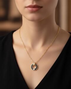 1 Pc Gold & Black Pendant Necklace for Women