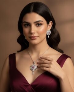 Party Wear Silver Necklace and Earrings Set