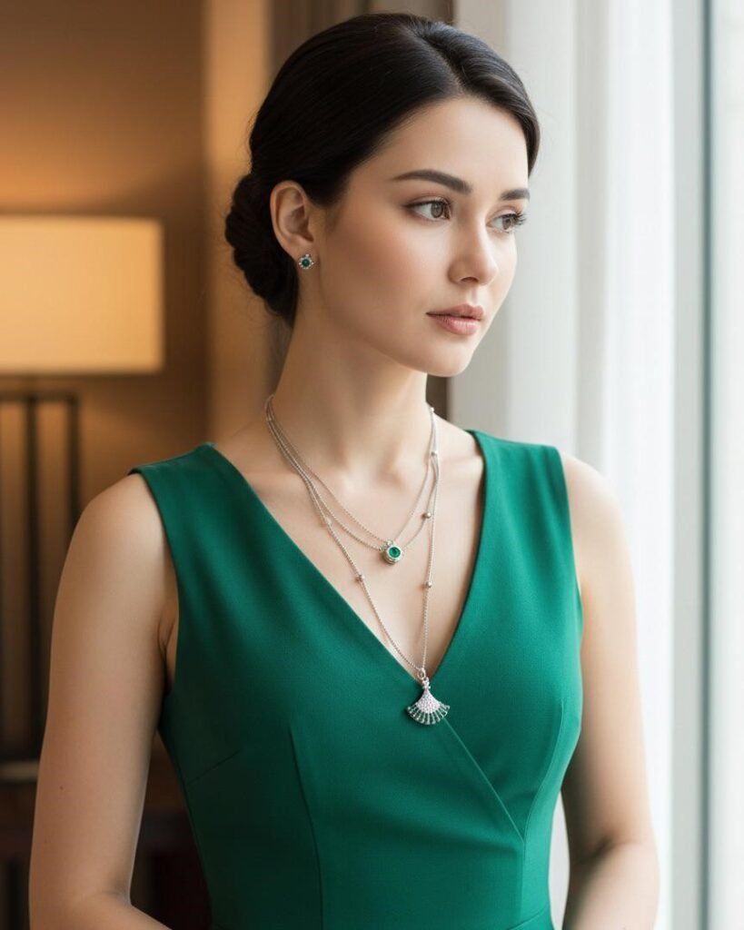 1 Pc Artificial Daily Wear Gold Layered Pendant Necklace