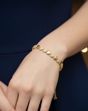 1 Pc Artificial Heart Design Bracelet with Sparkle Stones