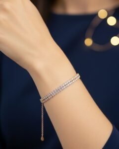 Artificial Silver-Tone Stone Studded Bracelet