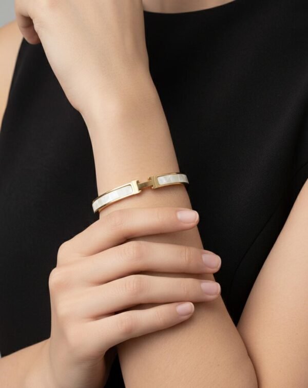 Artificial Gold & Ivory Panel Link Bracelet