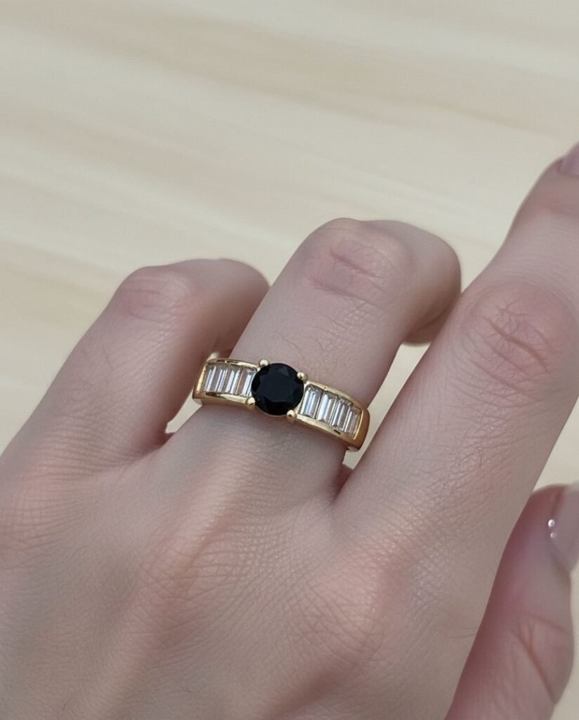 1 Pc Beautiful Stone Ring with Crystal Band