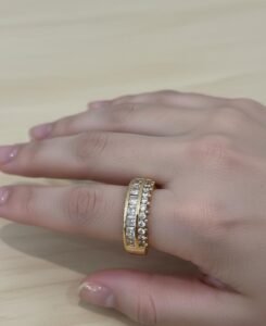 1 Pc Artificial Double Row Stone Ring for Women