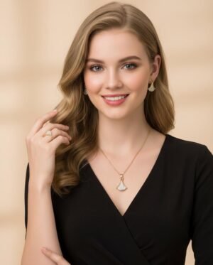 Gold Color Necklace, Earring and Ring Set for Women