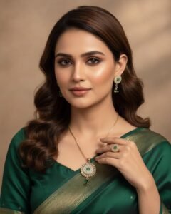 Green Stone Artificial Necklace, Finger Ring & Earrings Set