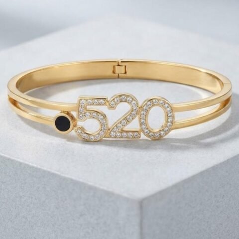1 Pc Number Design “520” Charm Open Bangle