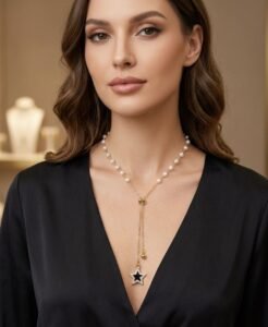 Elegant Pearl Drop Star Pendant Necklace
