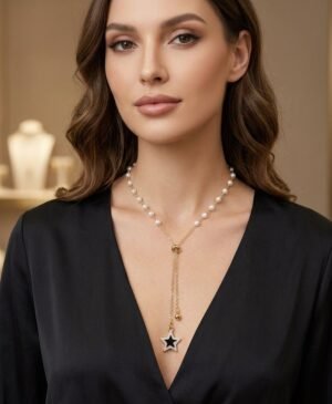 Elegant Pearl Drop Star Pendant Necklace