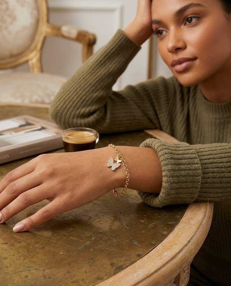 Minimalist Butterfly Charm Bracelet