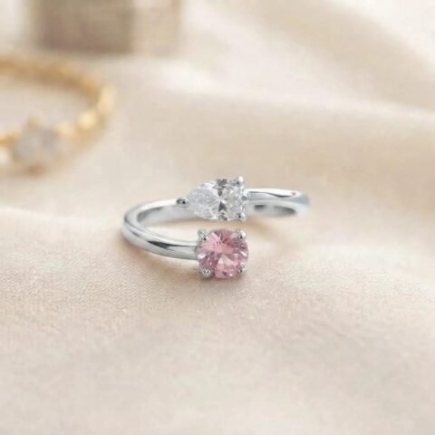 Pink & Crystal Blossom Ring