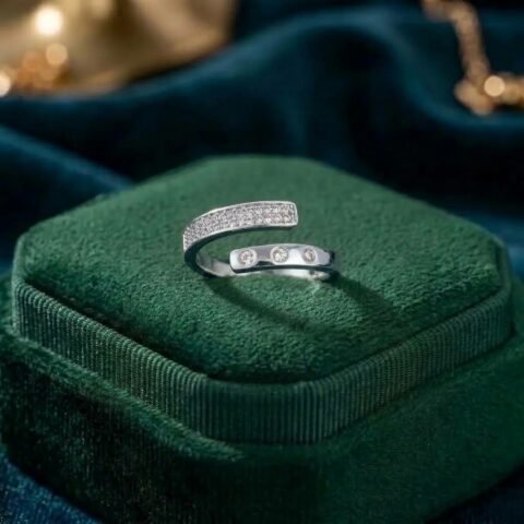 Modern Double Bar Crystal Ring