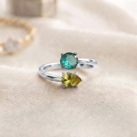 Dual-Tone Gemstone Open Ring