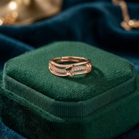 Elegant Golden Wave Ring