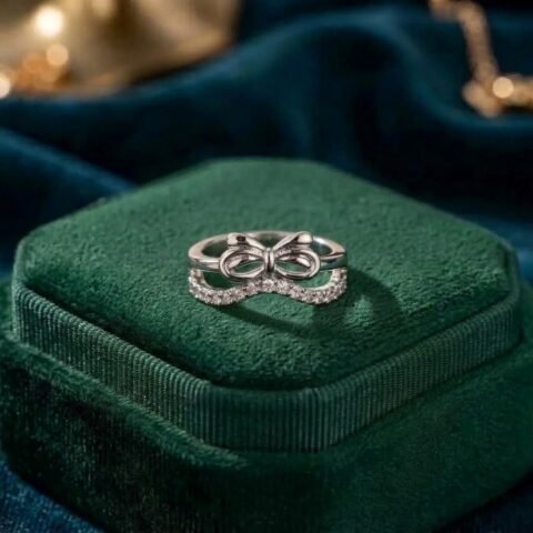 Elegant Infinity Bow Crystal Ring