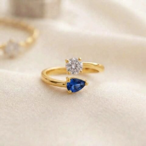 Royal Blue Crystal Butterfly Ring