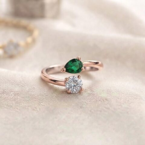 Crystal & Emerald Elegance Ring