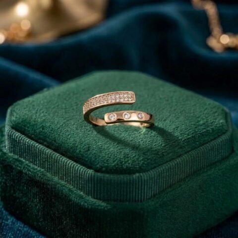 Elegant Double-Band Crystal Ring
