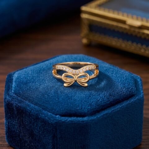 Elegant Bow Crystal Ring
