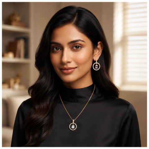 Elegant Crystal Pendant Necklace & Earring Set
