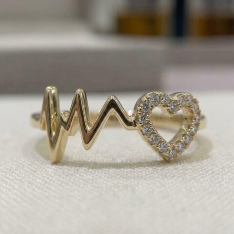 Heartbeat Love Gold-Tone Artificial Ring