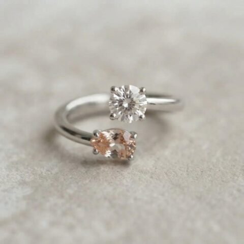 Elegant Dual-Stone Artificial Ring