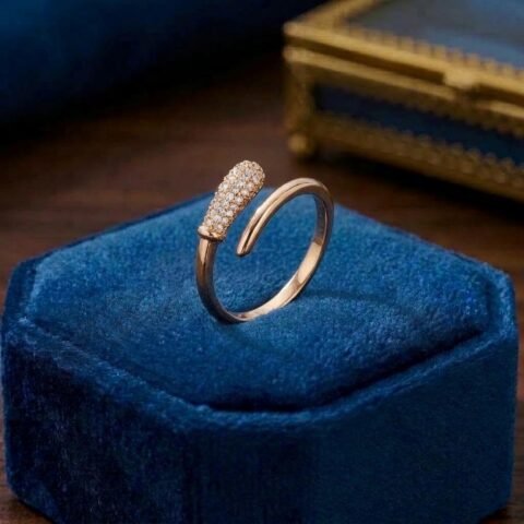 Elegant Rose Gold CZ Open Ring