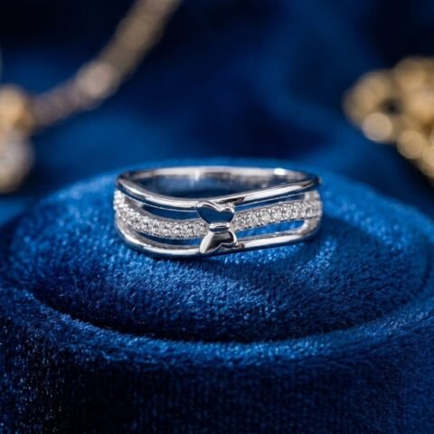 Elegant Double-Line Crystal Ring