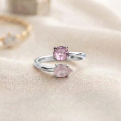 Pink Crystal Dual-Stone Ring