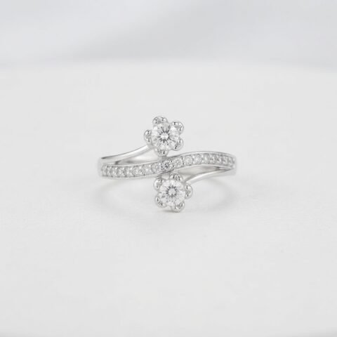 Elegant Double-Bloom Crystal Ring
