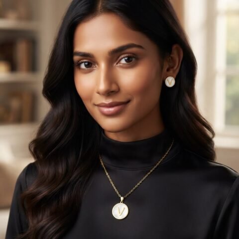 Elegant Round Pendant Necklace & Earring Set