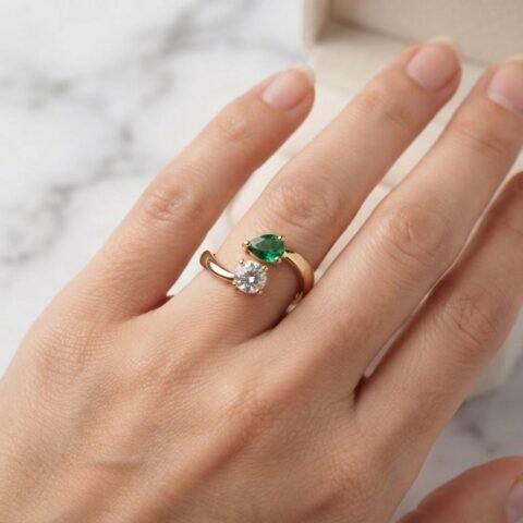 Crystal & Emerald Elegance Ring