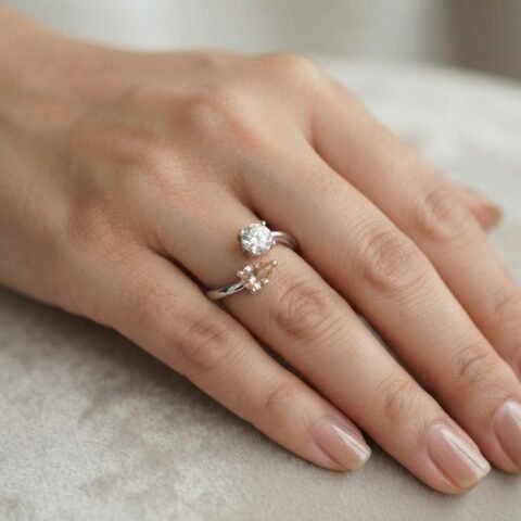 Elegant Dual-Stone Artificial Ring