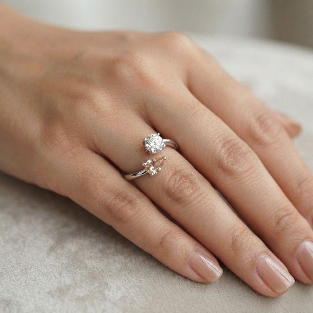 Elegant Dual-Stone Artificial Ring