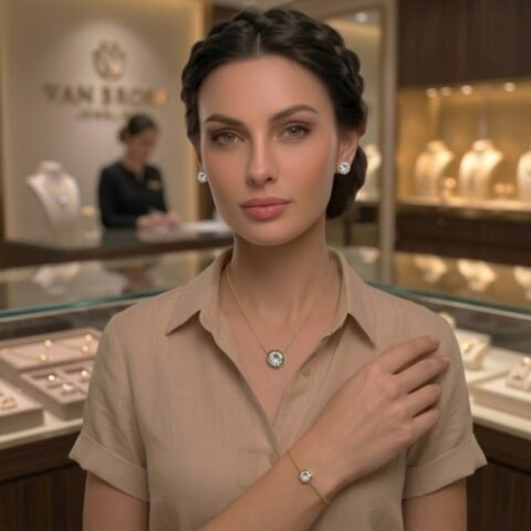 Classic Round Crystal Necklace & Earring Se