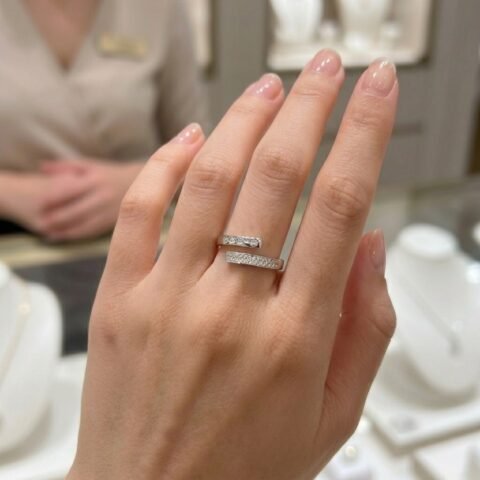 Modern Double Bar Crystal Ring