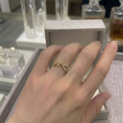 Heartbeat Love Gold-Tone Artificial Ring