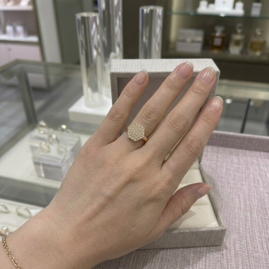 Glamorous Gold-Tone Hexagon Crystal Ring