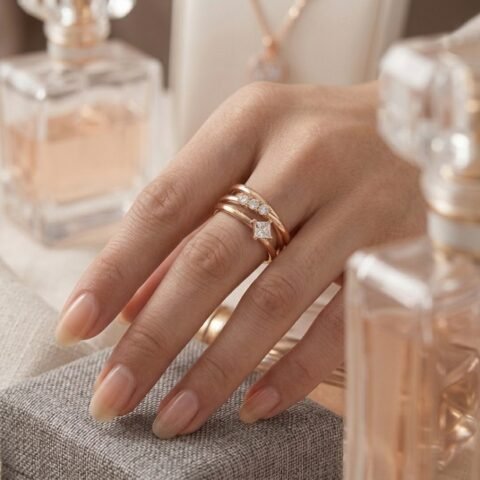 Elegant Triple-Band Crystal Ring