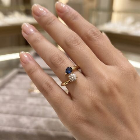 Blue Stone & Crystal Artificial Ring