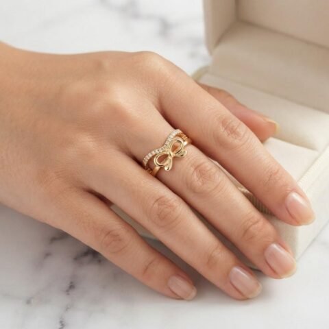 Elegant Bow Crystal Ring
